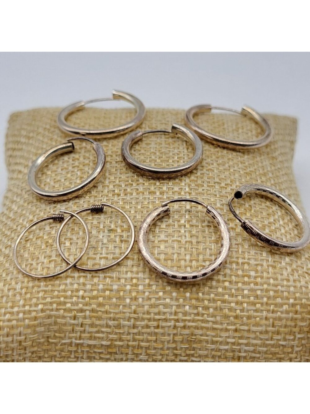 Y2K Vintage Sterling Silver Hoop Earrings Lot 4 pairs various sizes Festival